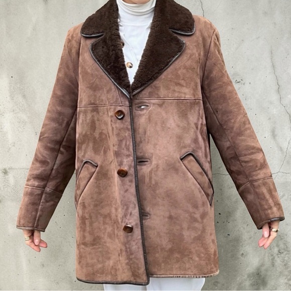 100% genuine sheepskin shearling vintage jacket - Picture 9 of 10